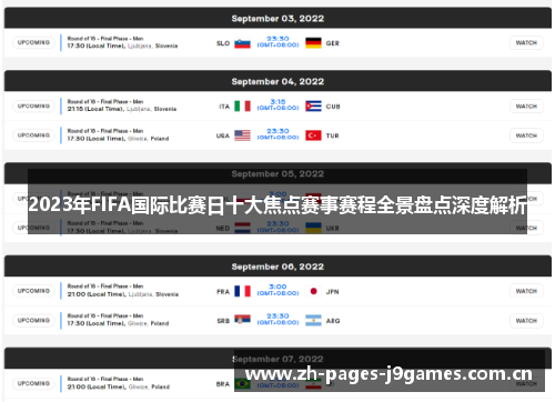 2023年FIFA国际比赛日十大焦点赛事赛程全景盘点深度解析